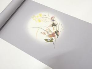 B反　作家物　手描友禅　草花模様　名古屋帯地反物(五泉)